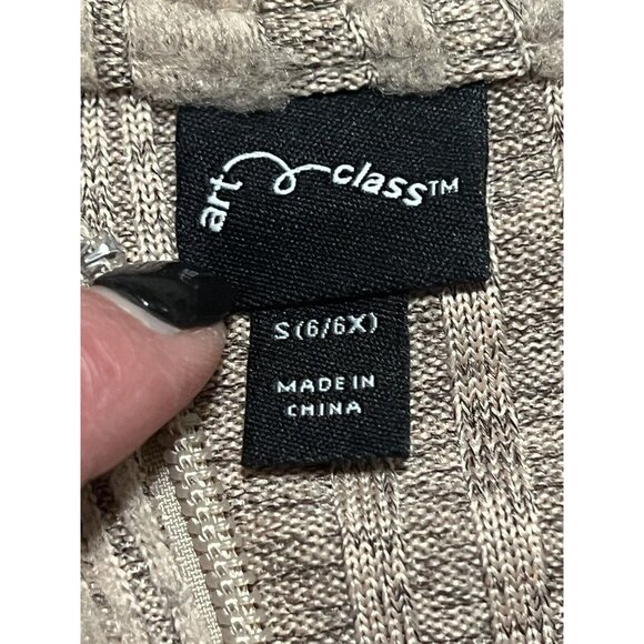 Art Class Brown Solid Long Sleeve Cropped Cardigan Zip Girls Size 6X‎ Preppy - Picture 3 of 10